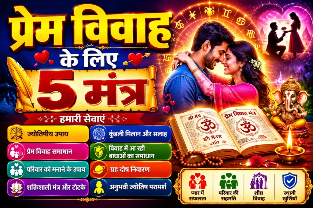 प्रेम विवाह के लिए 5 मंत्र